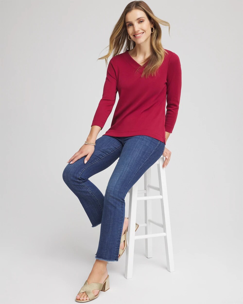 Chico's Pima Cotton 3/4 Sleeve Tee at MarketFair Shoppes in